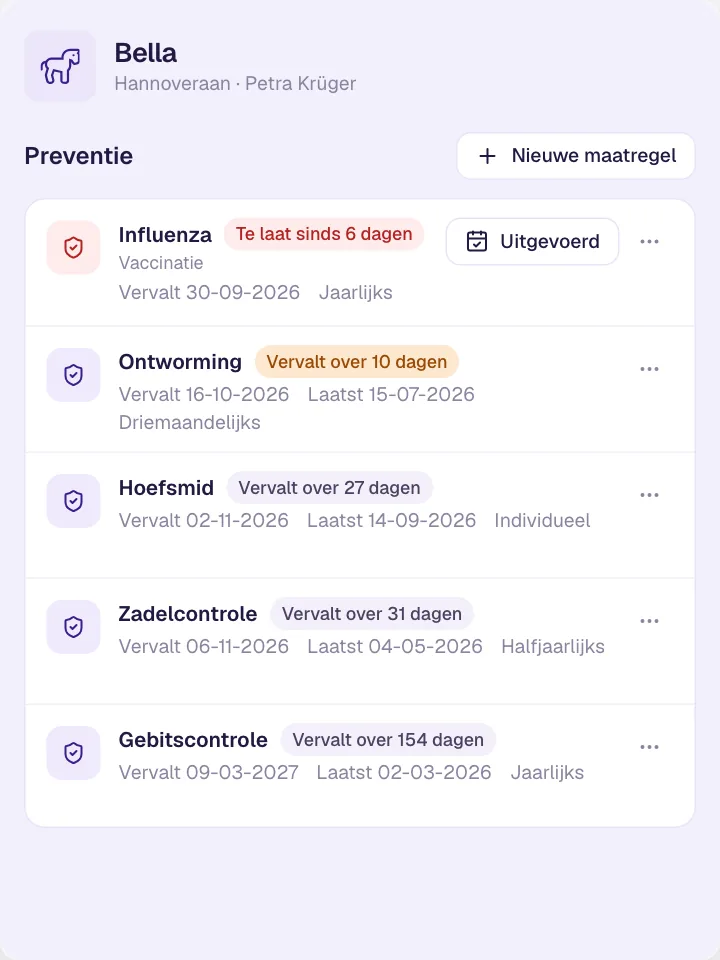 Vaccinatie vastgelegd, volgende datum staat