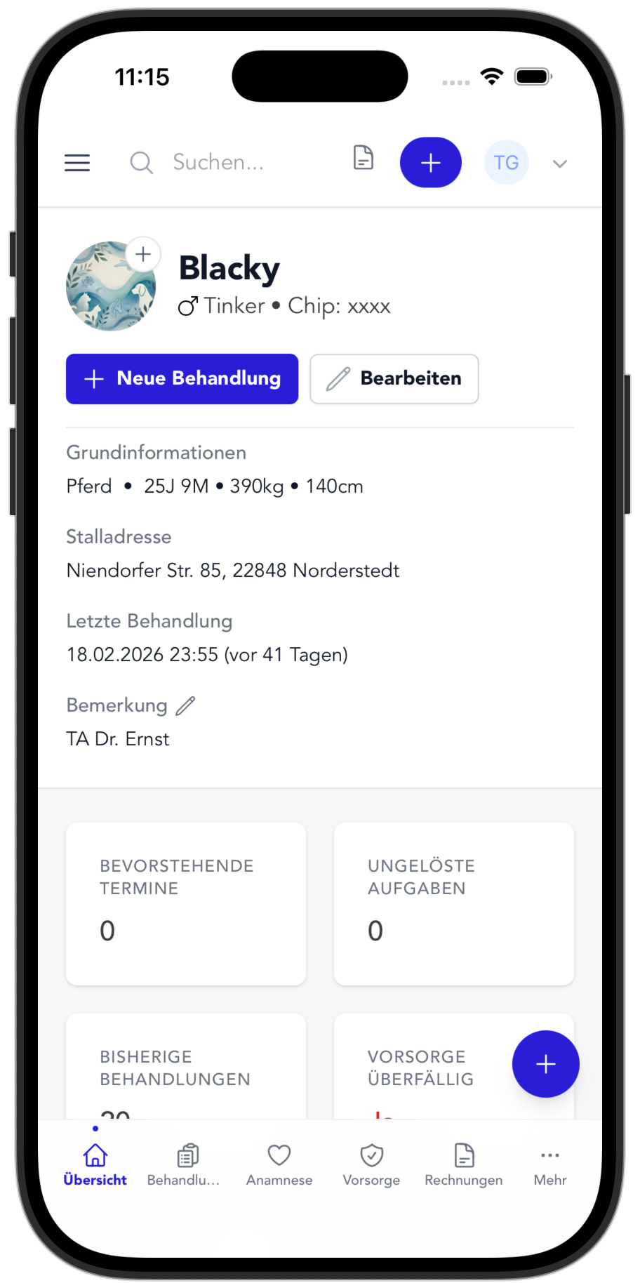 TheraTap-app: dierenakte