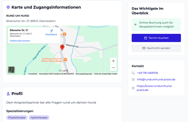 Eigen therapeutenwebsite op theratap.de