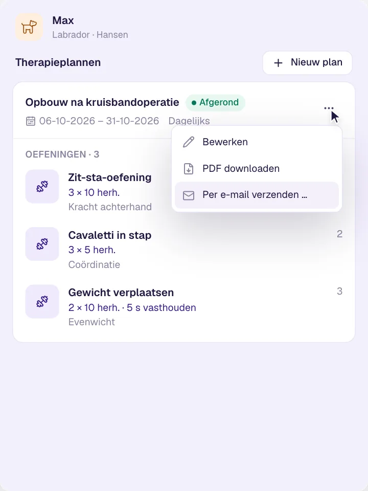 Therapieplannen & oefeningen