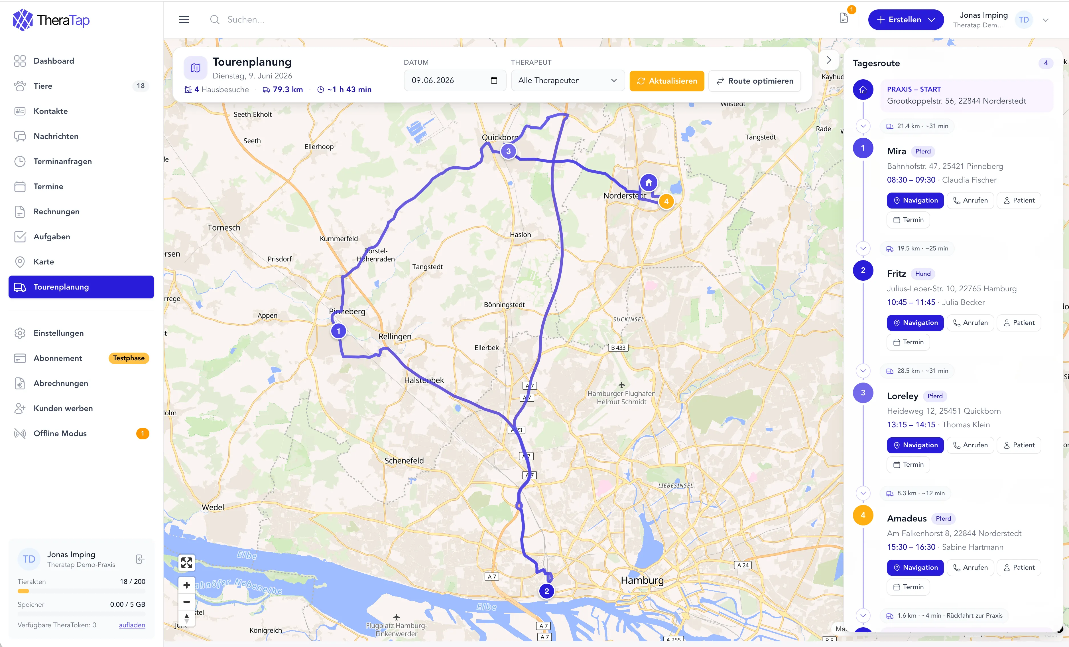 Kaart, dagroute & optimalisatie