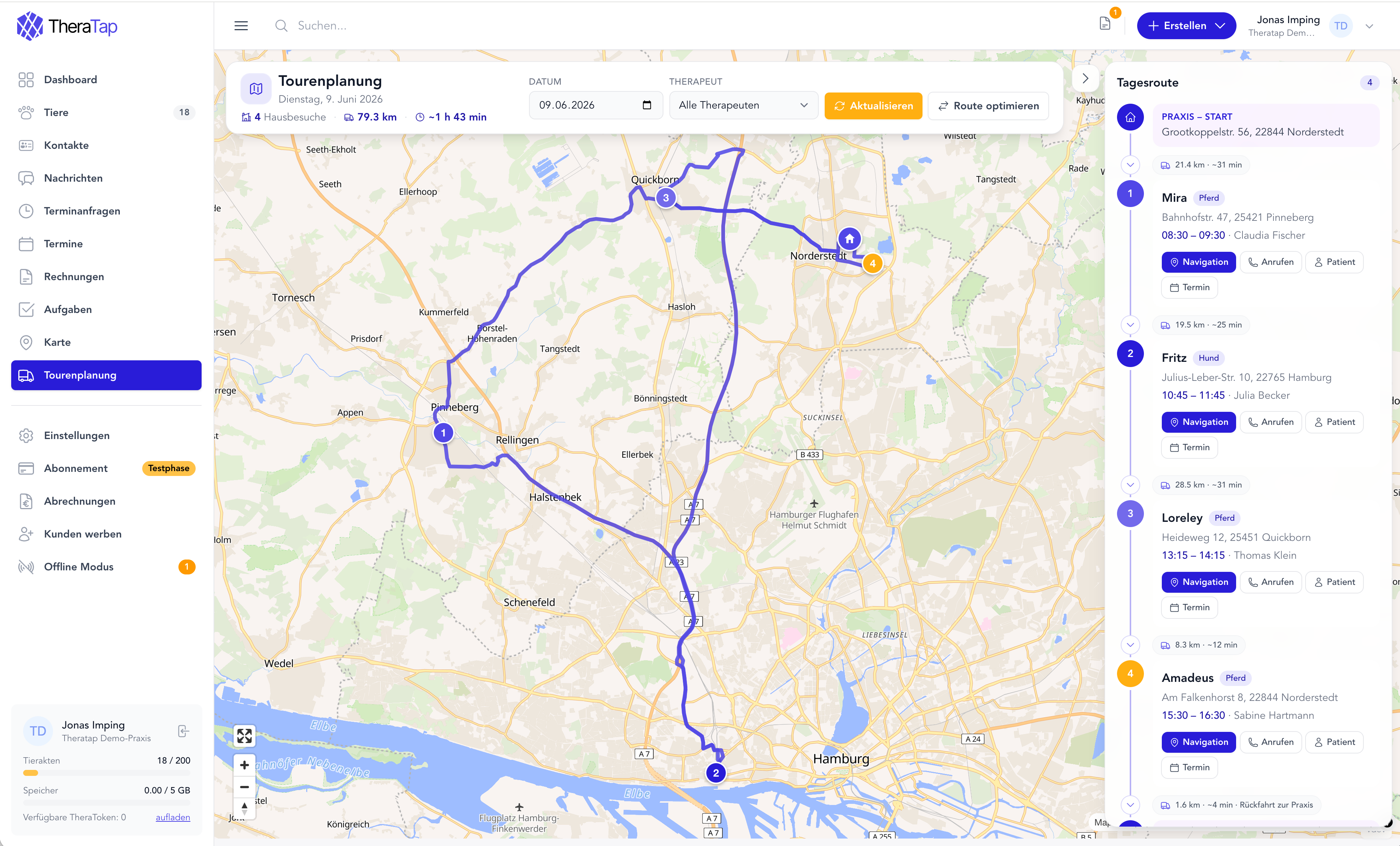 Tourplanning in TheraTap – nu nog beter